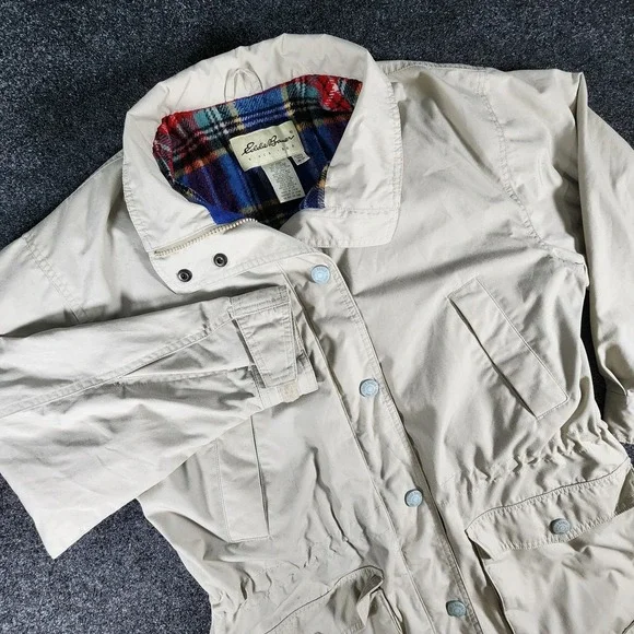 Eddie Bauer Wool Lined Mountain Parka Beige Utility‎ Chore Coat Women's Medium - Picture 2 of 9